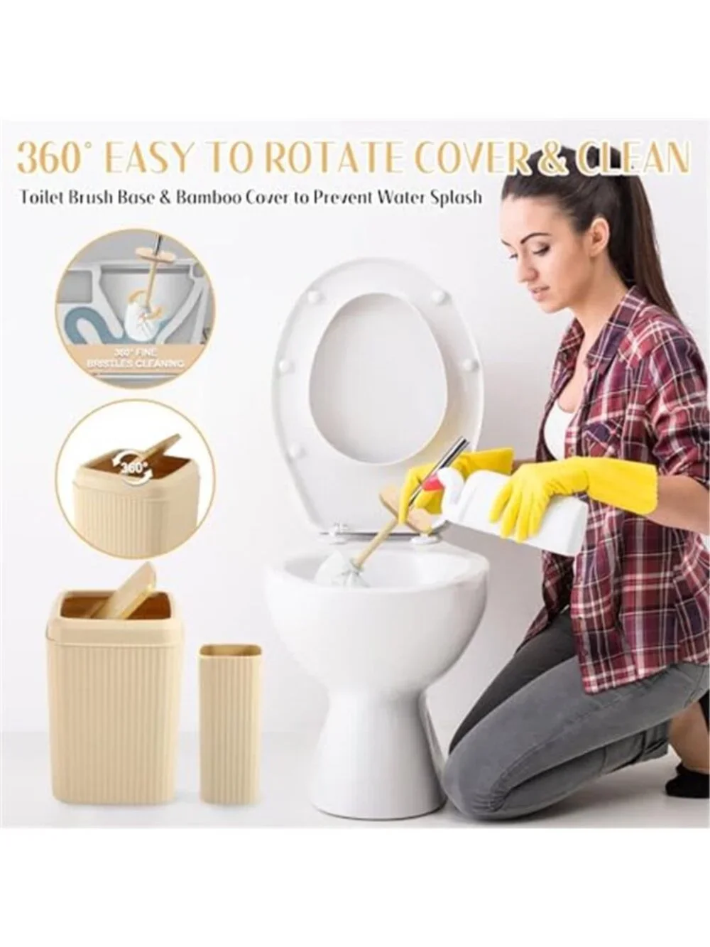Bathroom Accessories Set 17 Piece Soap Dispenser Toothbrush Holder Beige Vanity